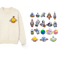 Écusson de broderie planète astronaute de dessin animé personnalisé | Décoration écologique de chapeau et de vêtements de sac de bricolage thermocollant et auto-adhésif
