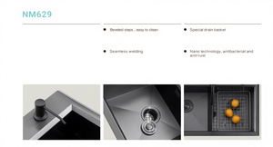 Lavello da <span class=keywords><strong>Cucina</strong></span> Moderno 80*48cm Doppia Vasca PVD Nero Acciaio Inox 304 Nano Fatto a Mano Senza Rubinetto Lavelli per <span class=keywords><strong>Cucina</strong></span> - Product Image 5