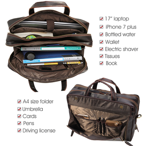 TIDING Özel Logo Baskılı Kahverengi Hakiki Deri Vintage Yüksek Kaliteli Erkek <span class=keywords><strong>Laptop</strong></span> Çantası Postacı Çantası - Product Image 6