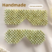 Masque oculaire en pierres de jade vert naturel polies à 100 %, pour massage des yeux et soins de santé, compresse froide