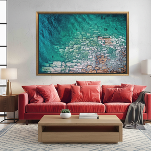 Elegant Ocean View Sea Scenery Printed Canvas Artwork - Modern Decor,GOLD <b>FRAMED</b> CANVAS - Product Image 3