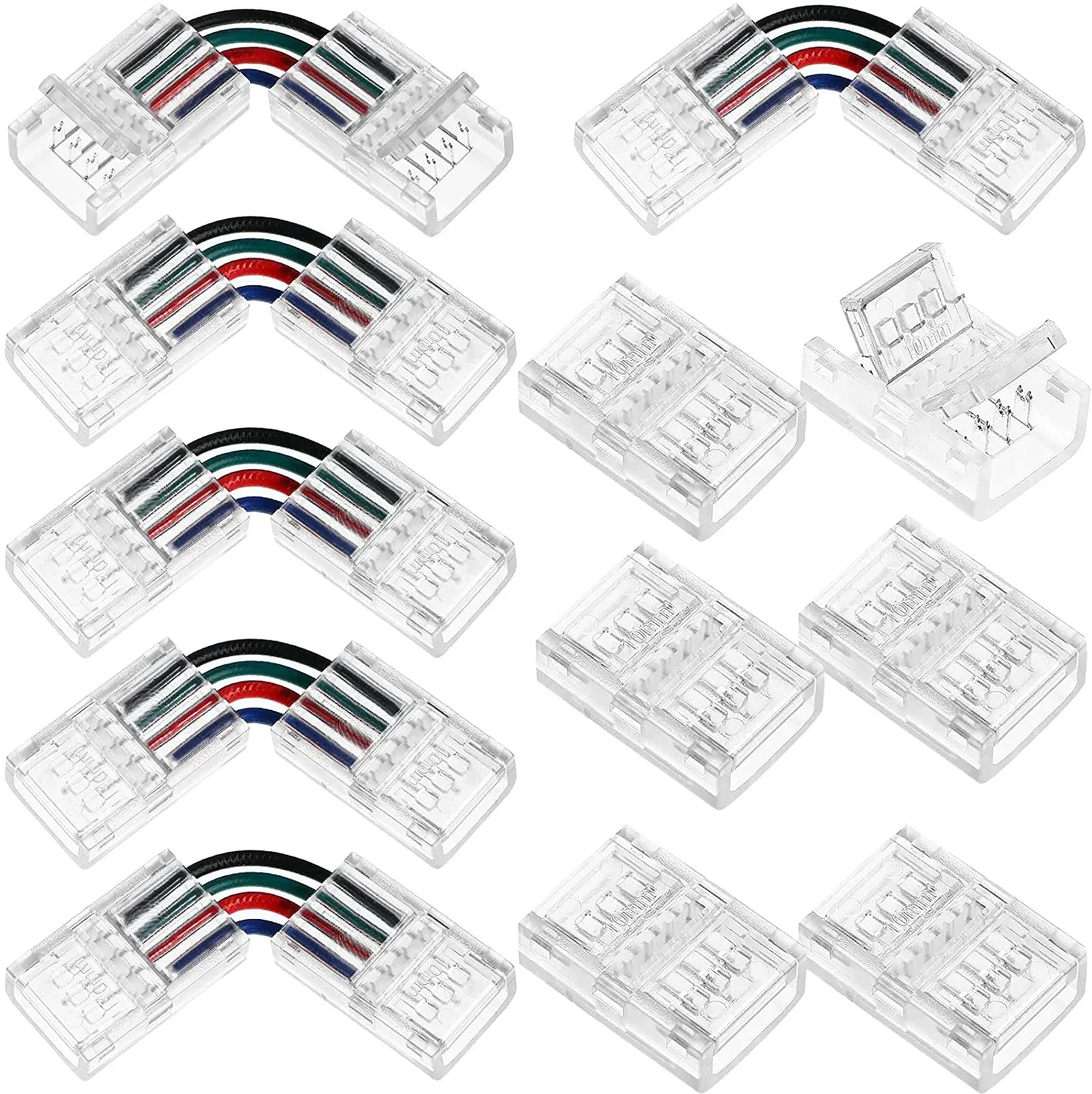 Répartiteur de connexion de fil de carte PCB coupleur en forme de l sans soudure 4 broches 10mm 5050 RGB Clip LED bande connecteur d'angle de lumière