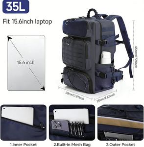 Factory Men's Tactical <b>Backpack</b> for Men Zipper Closure Shoe Compartment MOLLE System Travel Hiking Hunting Gear <b>Blue</b> - Product Image 2