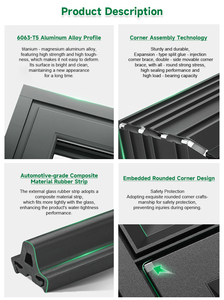 Finestre e Porte Moderne Personalizzate Antiuragano a Doppio Vetro per Casa, Ultima Novità in Finestre Scorrevoli in Alluminio - Product Image 6