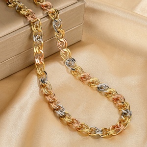 High-end Eco-friendly Copper Necklace and <b>Bracelet</b> <b>Set</b> Three-color Gold Plated Minimalist Daily Versatile Jewelry <b>Set</b> for Women - Product Image 4