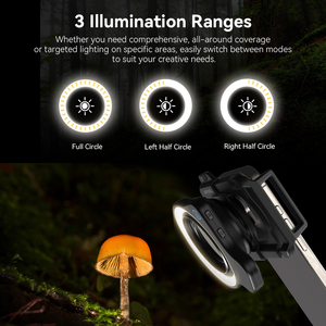 APEXEL FL26 Luce di Riempimento per Macrofotografia, Luce ad Anello Tascabile per Fotocamere e Smartphone con Obiettivo Macro da 37/52mm - Product Image 6
