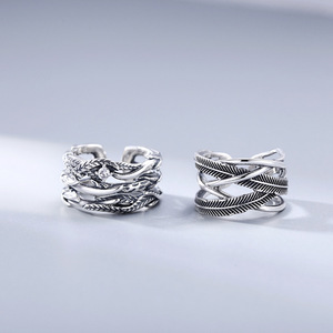고품질 고급 보석 원래 화이트 다이아몬드 925 스털링 실버 미니멀리스트 잎 반지 - Product Image 2