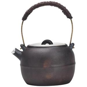 Tetera de Cerámica Rústica Redonda de Arcilla Negra con Tapa, Juego de Té Kung Fu Hecho a Mano - Product Image 5