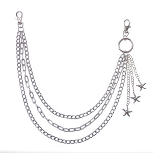 สร้อยคาดเอวโลหะรูปดาวทะเลหลายชั้น สไตล์ฮิปฮอป สีเงิน สำหรับใส่ทุกวัน ทำจากวัสดุโลหะผสมสังกะสี - Product Image 5