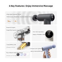 Mini pistolet de massage musculaire, masseur de cou compact et portable, 6 vitesses, 6 têtes, 1200-3200 tr/min, fréquence variable, rechargeable