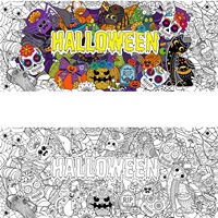 Affiche géante à colorier sur le thème d'Halloween 76x183 cm, nappe à colorier pour les activités et cadeaux de fête d'Halloween