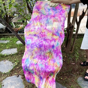 Ventaglio di seta di <span class=keywords><strong>danza</strong></span> del ventre veli fatti a mano colorati tinto in cravatta per donne che ballano spettacolo artistico - Product Image 4