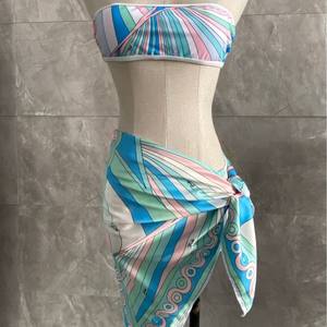 <span class=keywords><strong>Maillot</strong></span> <span class=keywords><strong>de</strong></span> <span class=keywords><strong>bain</strong></span> 3 pièces rayé Patchwork pour femme licou débardeur sans bretelles hauts + slips + nœud froncé fendu <span class=keywords><strong>bas</strong></span> plage Bikini costume - Product Image 5