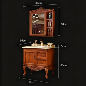 Tocador de montaje en pared <span class=keywords><strong>Vintage</strong></span> de lujo Gabinete de tocador de baño con tapa de mármol con espejo - Product Image 4