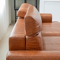 Canapé modulable 3 places Zayshine en cuir huilé marron, style italien moderne et luxueux, pour salon, villa ou hôtel