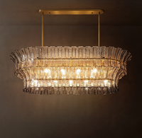 Lustre LED moderne de luxe nordique en gros pour plafonds hauts, salon, hôtel, restaurant, luminaire suspendu en verre en forme d'anneau