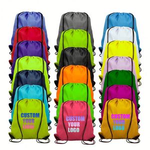 210D Polyester <b>Drawstring</b> <b>Backpack</b> Bag Promotional String Cinch for Swimming Sports Waterproof Foldable Portable - Product Image 1
