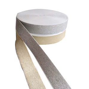 Ea33 của nhà sản xuất nóng bán 4cm trắng vải đàn hồi với vàng hoặc bạc lurex sợi Sản phẩm chất lượng cao - Product Image 1