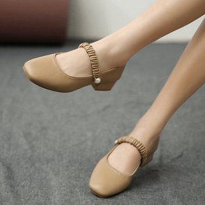 <span class=keywords><strong>Escarpins</strong></span> <span class=keywords><strong>Femme</strong></span> 2021 à Talon Moyen, Style Japonais Tendance, <span class=keywords><strong>Bout</strong></span> Rond, Talon Épais avec Boucle pour Printemps-Été - Product Image 4