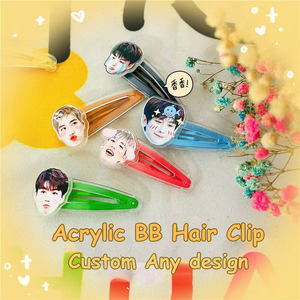 Pasadores de Pelo Acrílicos Personalizados con Lindos Diseños Impresos en UV Coloridos y Logotipo Personalizado para Fiestas de Cumpleaños de Fans del Kpop - Product Image 2