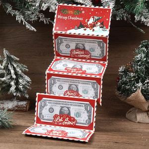 Tarjeta de Regalo Sorpresa Plegable con Diseño de Estampado de Papá Noel y Feliz Navidad para Fiestas Navideñas - Product Image 2