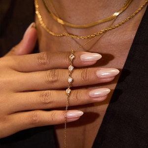 <span class=keywords><strong>Collier</strong></span> Tendance Doré Anti-Ternissement en Acier Inoxydable Véritable 18K, Beaux Bijoux Zircon pour Femmes - Product Image 2