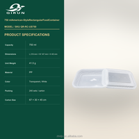 Conteneur alimentaire jetable en PP de 1200 ml avec couvercle - Anti-effraction - Préparation de repas, compatible micro-ondes, qualité alimentaire, anti-fuite