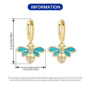 En stock: Pendientes/argollas de cobre blanco con diseño de abeja, diseño original, lujo discreto, nicho, accesorios de alta gama para mujer - Product Image 2