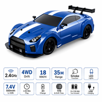 Voiture RC 4x4 de drift 1/16 avec effet de fumée, 18 km/h, 2,4 GHz, éclairage LED, pneus interchangeables, jouet télécommandé pour enfants et adultes, cadeau