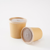 Gobelet jetable 20oz en papier kraft doré à paroi simple, récipient pour porridge avec couvercle assorti, compatible alimentaire, portable pour nouilles à emporter