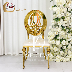 Golden Stackable Stainless Steel Throne Wedding Dining <b>Chair</b> with PU Leather and Modern Design for Outdoor Apartment Kitchen Use - Product Image 3