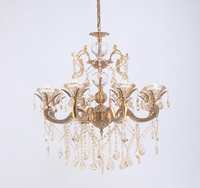 Candelabro de cristal de luz colgante de vela de oro antiguo Vintage clásico para Villa Banquet Palace Project