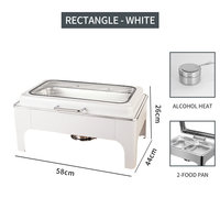 Chauffe-Plat Rectangulaire Hydraulique en Acier Inoxydable 201, Capacité 9L, Chauffage à la Vapeur, Luxe, pour Buffet d'Hôtel et Restauration, Réchaud Alimentaire
