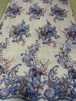 Nouveau design de tissu en tulle brodé, multicolores, paillettes 3D, dentelle brodée, tissu pour robes, vêtements de mariage, vente en gros