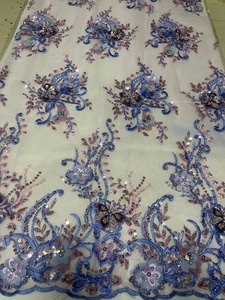 Vải Tuyn Thêu Thiết Kế Mới Với Nhiều Màu <span class=keywords><strong>3d</strong></span> Đính Cườm Sequin Thêu Ren Vải Cho Váy, Bán Buôn Vải - Product Image 5