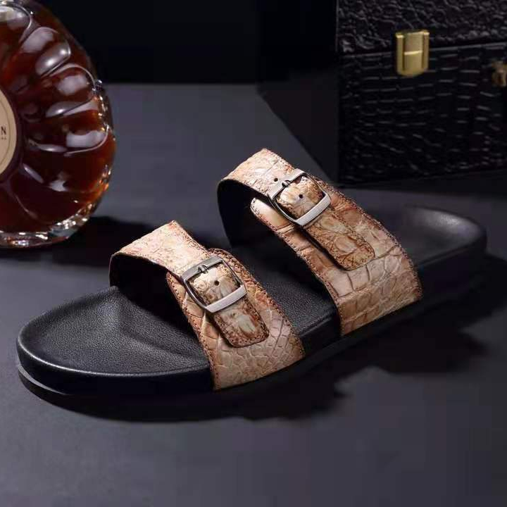 Goodyear brands man sandals 2023 luxury crocodile leather summer sandal alligator skin summer dress 2023 men's casual shoes