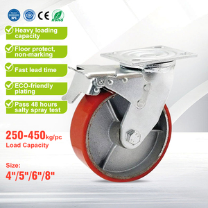 Núcleo de ferro fundido de 5.5mm, rodas resistentes de 6 polegadas e 150mm de espessura de poliuretano vermelho com travamento - Product Image 1