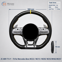 Volant sport en cuir et fibre de carbone personnalisé avec finition en aluminium compatible avec Mercedes-Benz W222 / W213 / W205 / W253 / W463 / W257