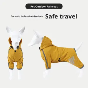 Chubasquero personalizado de cuatro patas para perros pequeños, medianos y grandes, ropa impermeable sólida para mascotas para días lluviosos de invierno informales, hecho de poliéster - Product Image 2