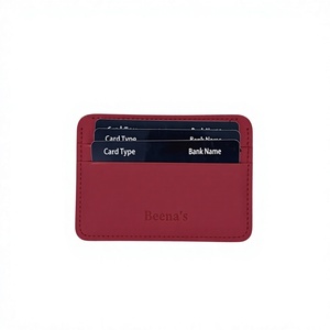 Beena's Minimalist Microfiber Leather Slim <b>Business</b> <b>Card</b> Holder Wallet Red Credit <b>Card</b> <b>Case</b> Laser Printed No Closure 30mm Thick - Product Image 1