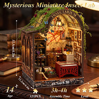 Kit de maison miniature DIY, bâtiments miniatures, bibliothèque vintage, laboratoire scientifique, puzzle en bois 3D, jouet cadeau