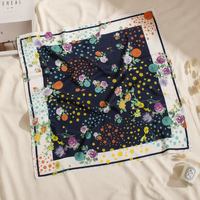 Foulard carré en twill de soie imprimé sur mesure, motif floral, pour femme, accessoire de mode pour cheveux et cou, bandana, matériau et taille personnalisés
