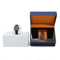 Boîte à montres en cuir PU brossé à angle droit, haut de gamme, pour montres mécaniques, présentoir de rangement et emballage cadeau, modèle international très demandé