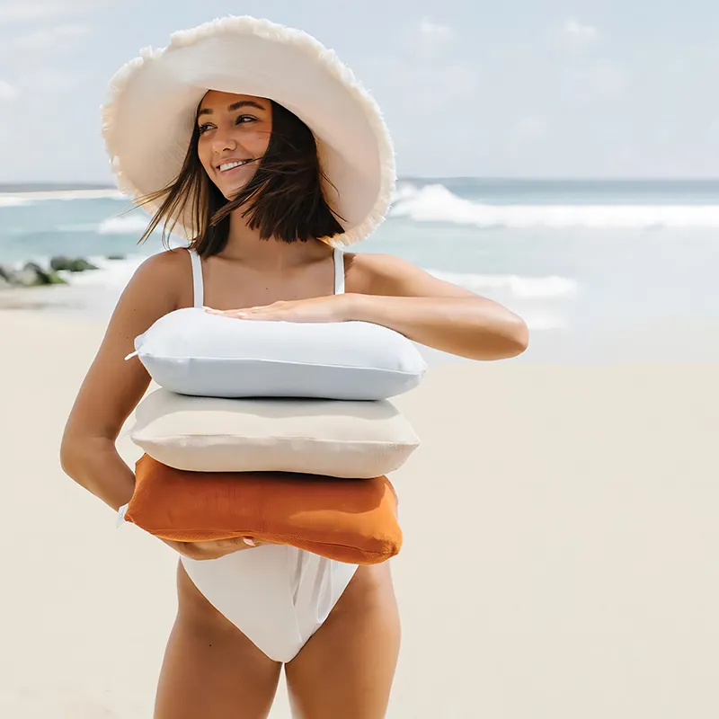 Популярный тренд 2023, надувная пляжная Подушка, винтажная Съемная махровая хлопковая Подушка, портативная пляжная воздушная подушка с сумкой