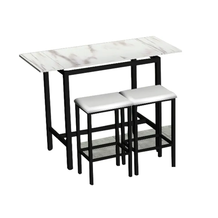 Glissière de jambe en métal de dessus de table extensible moderne à travers la table et la chaise de barre à manger en bois