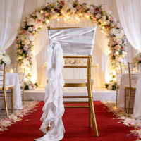 Blanc mousseline de soie satin bouclé saule chaise à volants sash