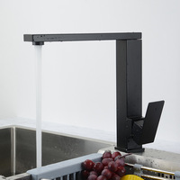 Robinet de lavabo de salle de bain moderne noir mat à poignée unique en acier inoxydable avec cartouche céramique