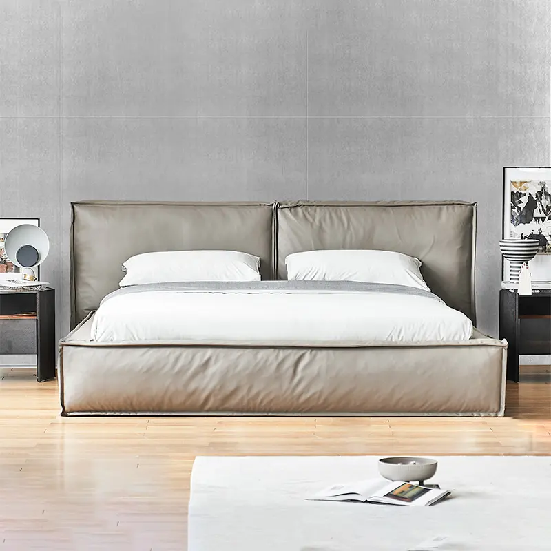 Italiaanse Ontwerpen Slaapkamer Meubilair Sets 1.8 M King Size Zacht Bed Dubbele Gestoffeerde Moderne Lederen Bed