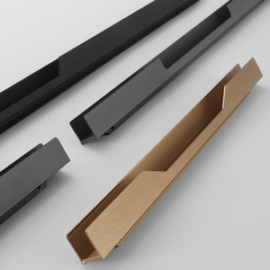 U-Shaped Invisible <b>Small</b> Aluminum Alloy Modern Handle for Wardrobe <b>Cabinet</b> Drawer Kitchen Doors with Easy Installation - Product Image 1