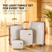 Ensemble de bagages extensibles 4 pièces en PP pur, 13, 20, 24, 28 pouces, valise rigide légère à roulettes, serrure TSA, 8 roues, style simple et classique